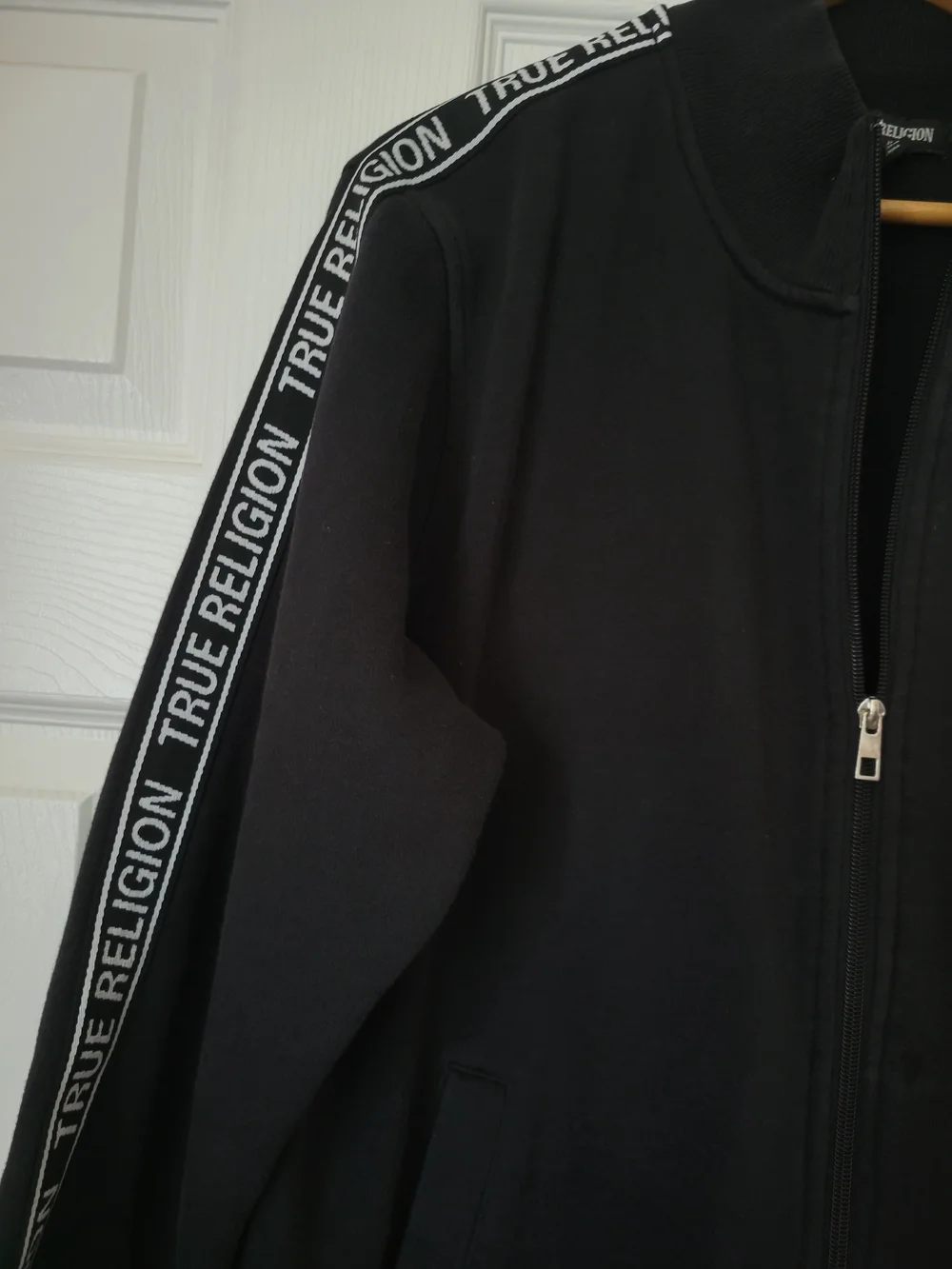 True Religion Black Full-Zip Track Jacket with Logo Tape